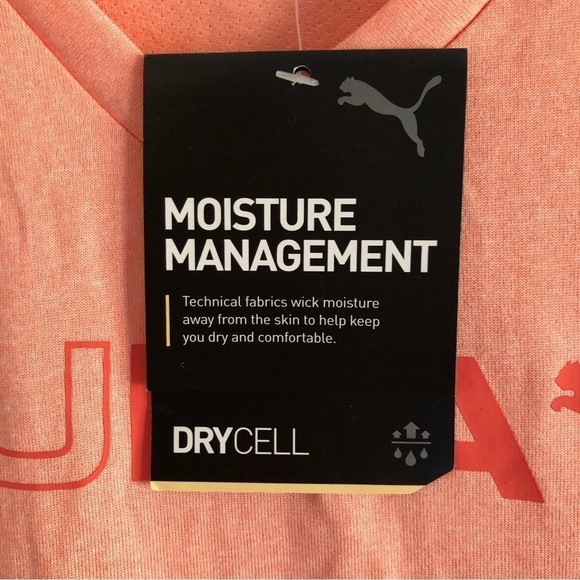 Puma V-Neck Dry Cell Short Sleeve Tee Apricot Blush Small NWT - Picture 4 of 7